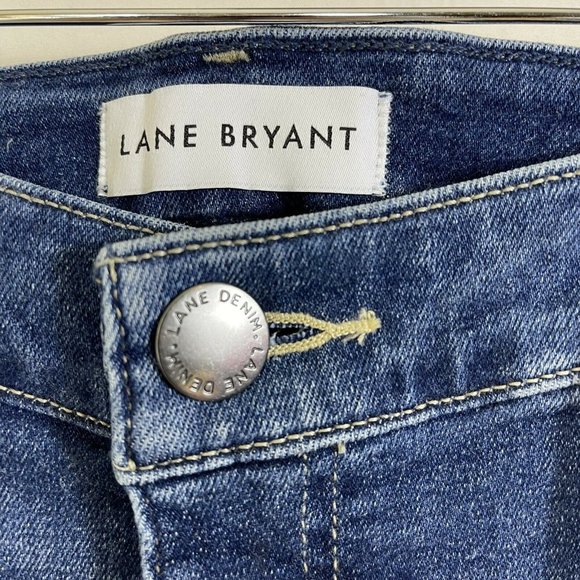 LANE BRYANT FLEX SIZE 26W SKINNY MID RISE MEDIUM WASH DESTRUCTED WOMEN JEANS NWT - Picture 12 of 12